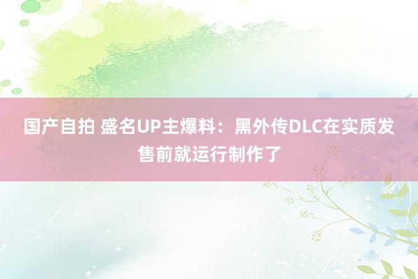 国产自拍 盛名UP主爆料：黑外传DLC在实质发售前就运行制作了