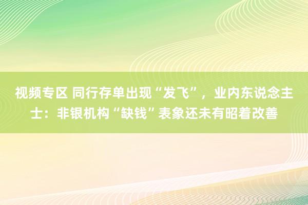 视频专区 同行存单出现“发飞”，业内东说念主士：非银机构“缺钱”表象还未有昭着改善