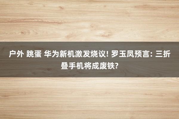 户外 跳蛋 华为新机激发烧议! 罗玉凤预言: 三折叠手机将成废铁?