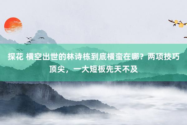 探花 横空出世的林诗栋到底横蛮在哪？两项技巧顶尖，一大短板先天不及