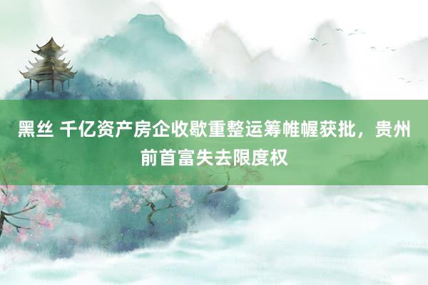 黑丝 千亿资产房企收歇重整运筹帷幄获批，贵州前首富失去限度权