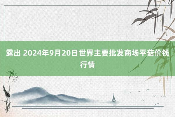 露出 2024年9月20日世界主要批发商场平菇价钱行情