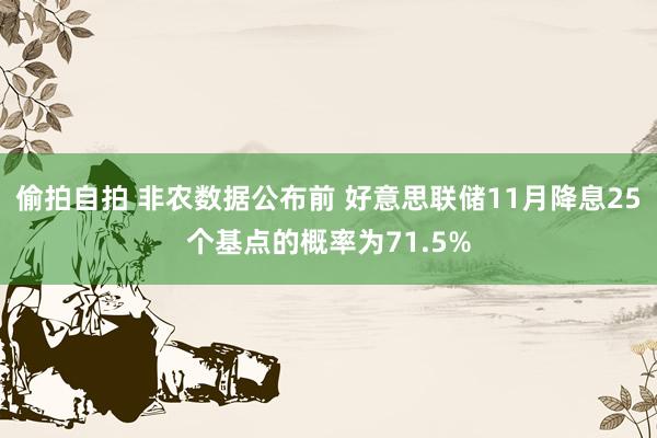 偷拍自拍 非农数据公布前 好意思联储11月降息25个基点的概率为71.5%