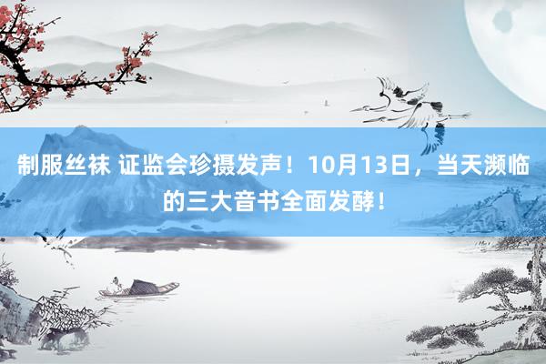 制服丝袜 证监会珍摄发声！10月13日，当天濒临的三大音书全面发酵！