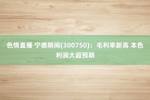 色情直播 宁德期间(300750)：毛利率新高 本色利润大超预期