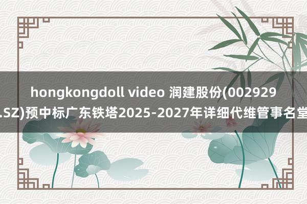 hongkongdoll video 润建股份(002929.SZ)预中标广东铁塔2025-2027年详细代维管事名堂