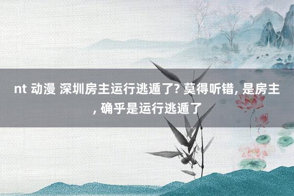 nt 动漫 深圳房主运行逃遁了? 莫得听错， 是房主， 确乎是运行逃遁了