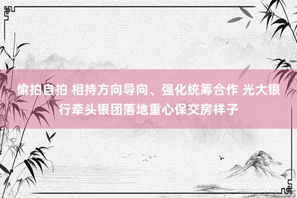 偷拍自拍 相持方向导向、强化统筹合作 光大银行牵头银团落地重心保交房样子