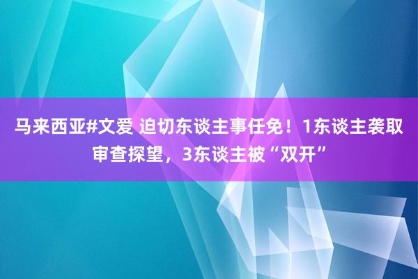 马来西亚#文爱 迫切东谈主事任免！1东谈主袭取审查探望，3东谈主被“双开”