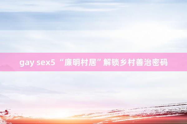 gay sex5 “廉明村居”解锁乡村善治密码