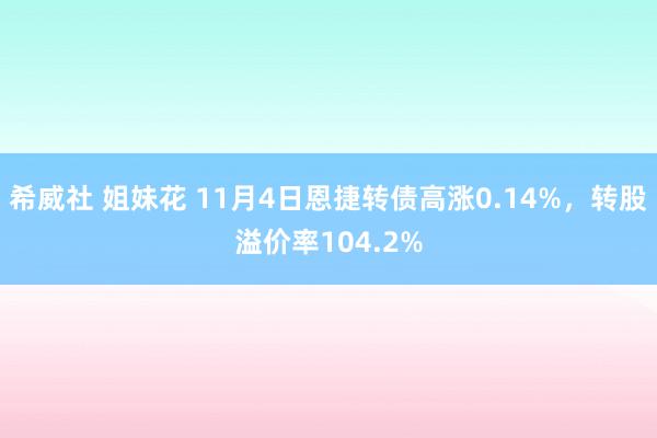 希威社 姐妹花 11月4日恩捷转债高涨0.14%，转股溢价率104.2%