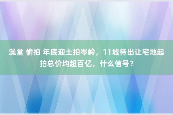 澡堂 偷拍 年底迎土拍岑岭，11城待出让宅地起拍总价均超百亿，什么信号？