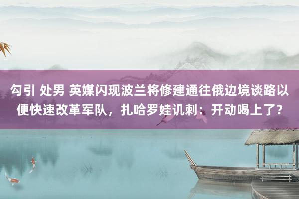 勾引 处男 英媒闪现波兰将修建通往俄边境谈路以便快速改革军队，扎哈罗娃讥刺：开动喝上了？