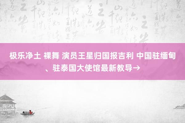 极乐净土 裸舞 演员王星归国报吉利 中国驻缅甸、驻泰国大使馆最新教导→