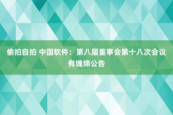 偷拍自拍 中国软件：第八届董事会第十八次会议有缠绵公告